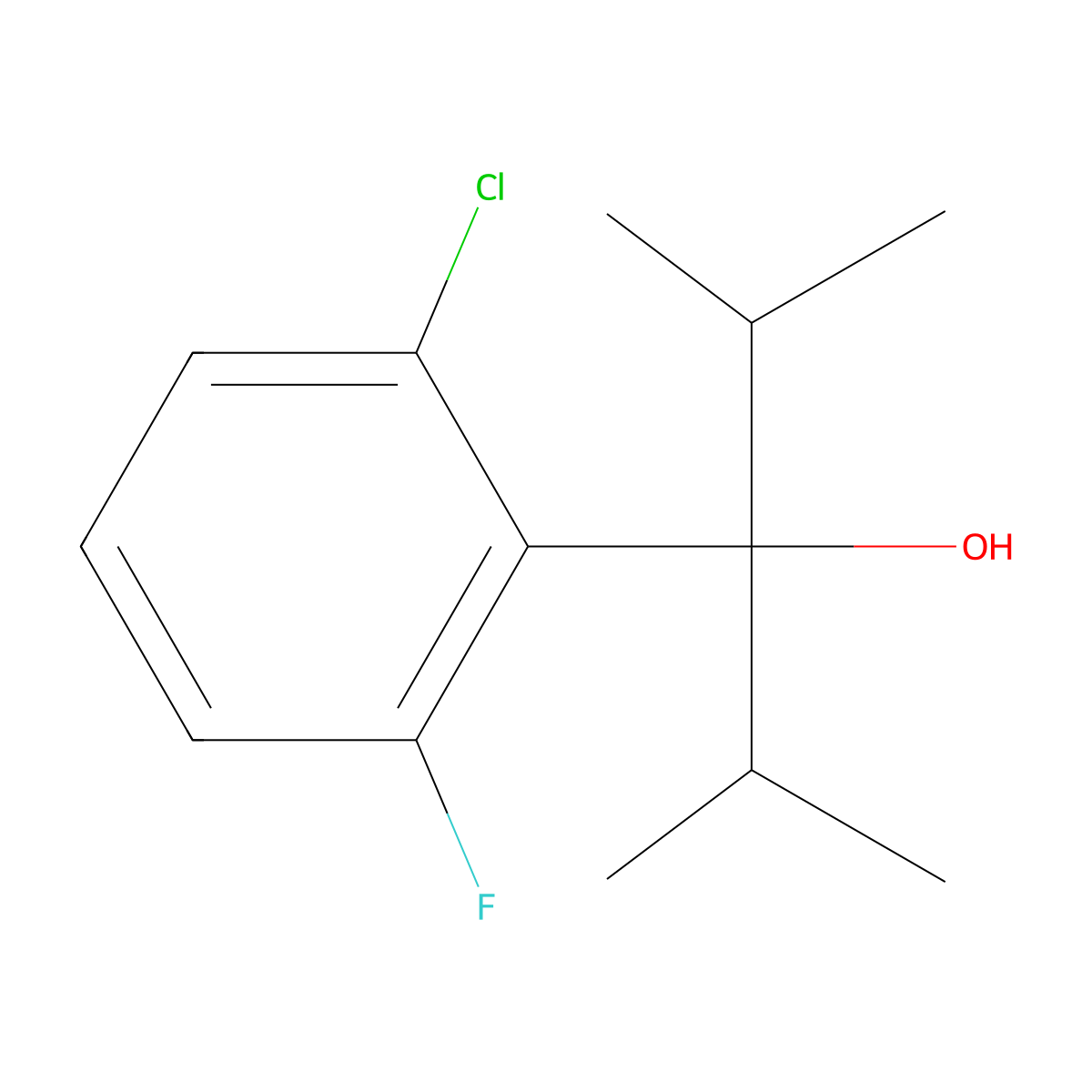 3-(2-Chloro-6-fluorophenyl)-2,4-dimethylpentan-3-ol molecular structure, CAS 1877206-40-0