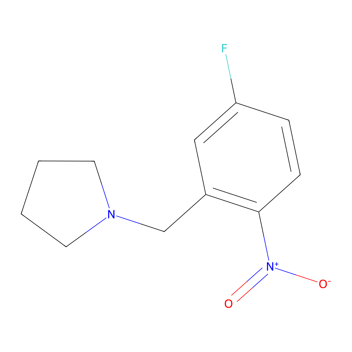1-[(5-Fluoro-2-nitrophenyl)methyl]pyrrolidine molecular structure, CAS 1877213-77-8