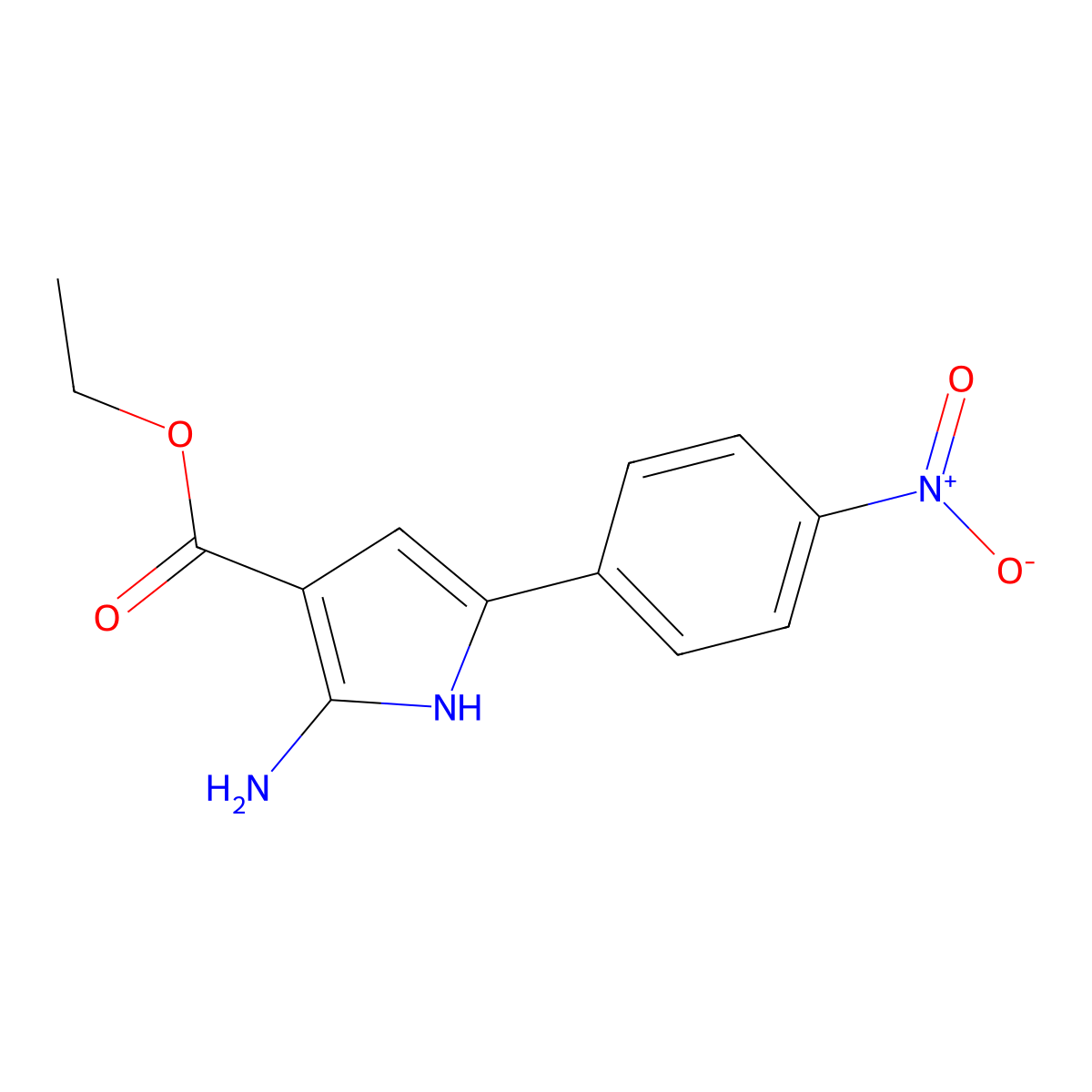 Ethyl 2-amino-5-(4-nitrophenyl)-1H-pyrrole-3-carboxylate molecular structure, CAS 187724-88-5