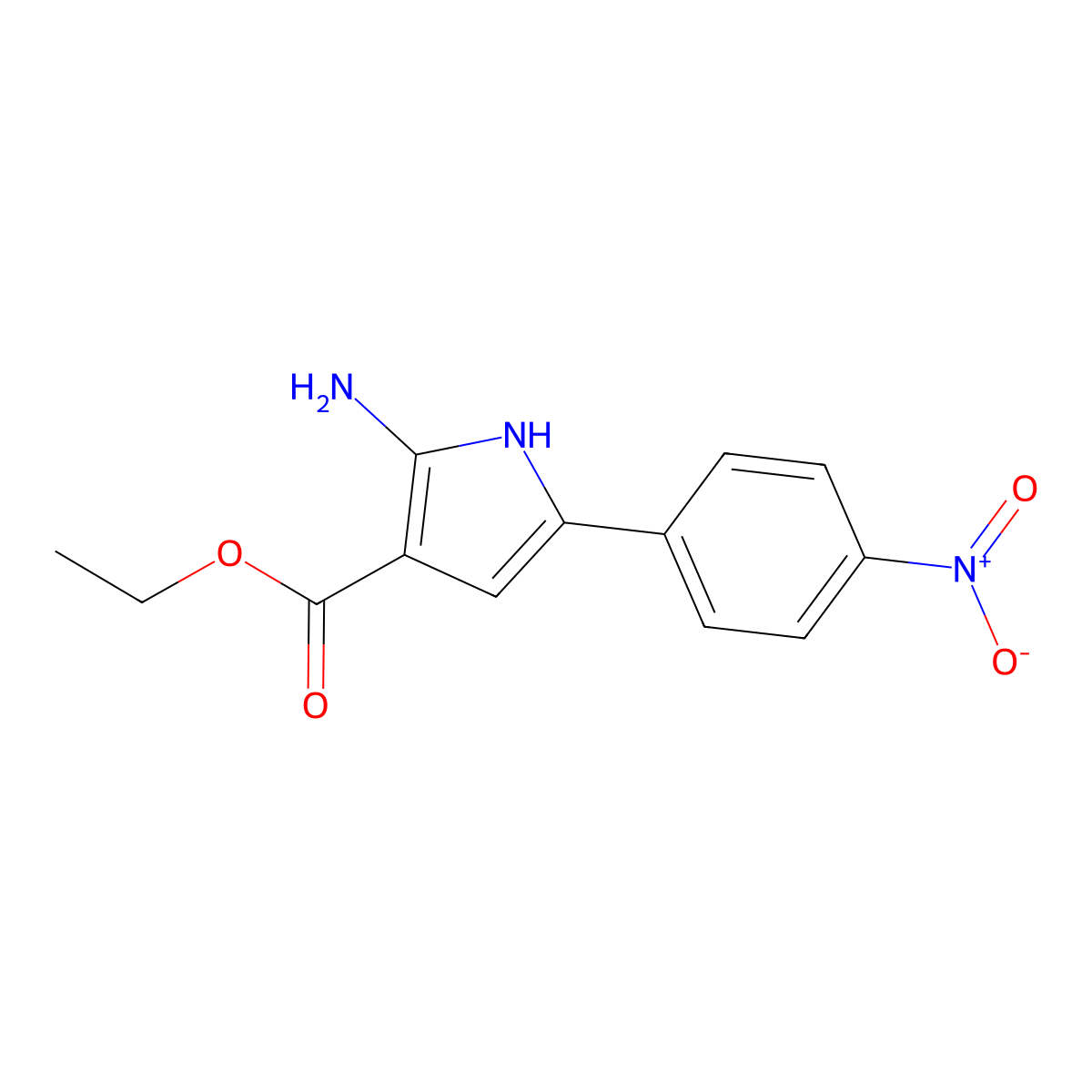 Ethyl 2-amino-5-(4-nitrophenyl)-1H-pyrrole-3-carboxylate molecular structure, CAS 187724-88-5