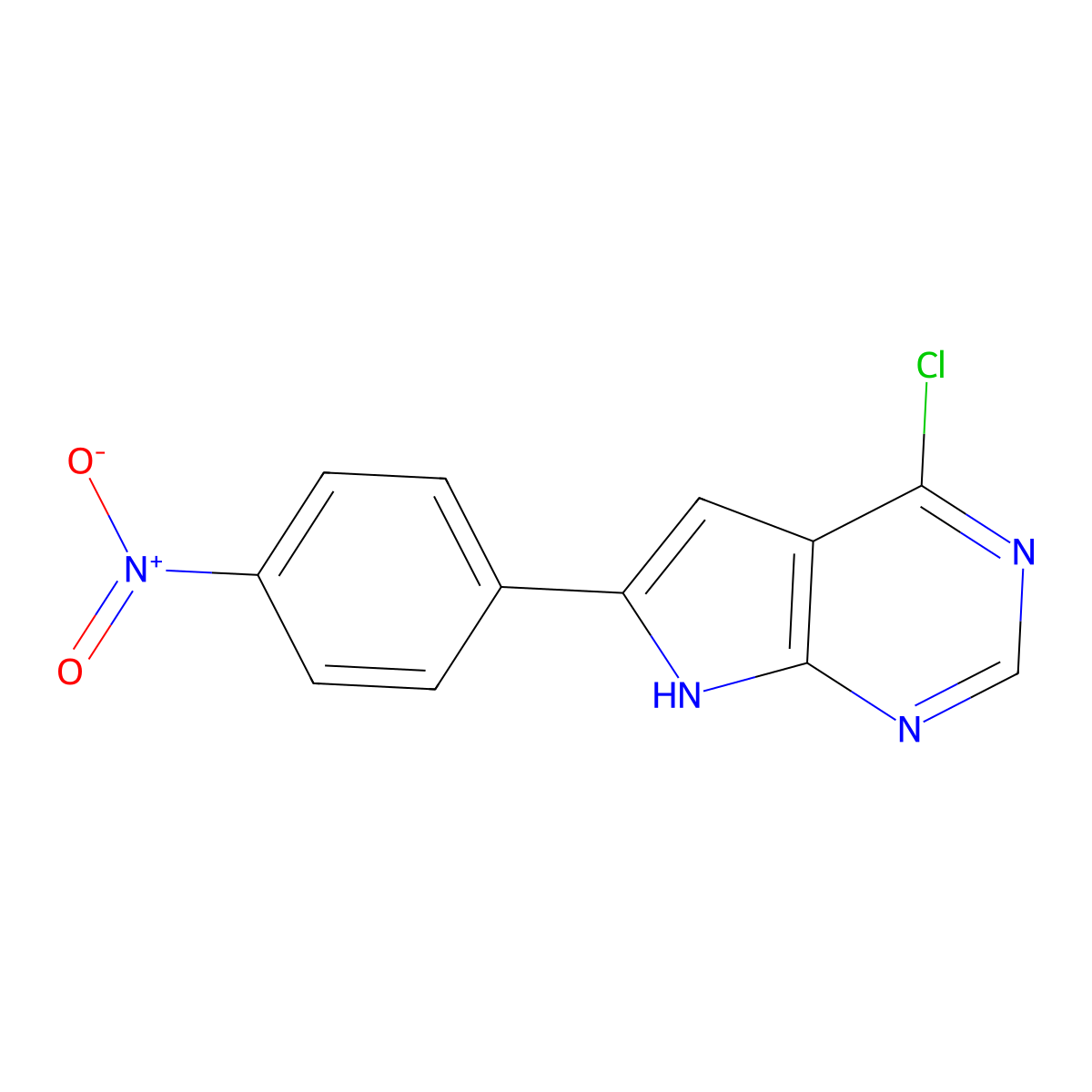4-Chloro-6-(4-nitrophenyl)-7H-pyrrolo[2,3-d]pyrimidine molecular structure, CAS 187724-90-9