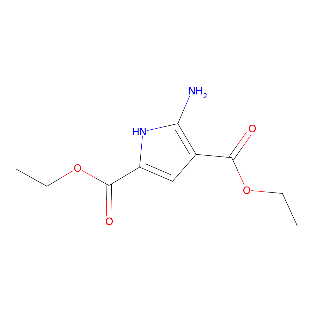 diethyl 5-amino-1H-pyrrole-2,4-dicarboxylate molecular structure, CAS 187724-98-7
