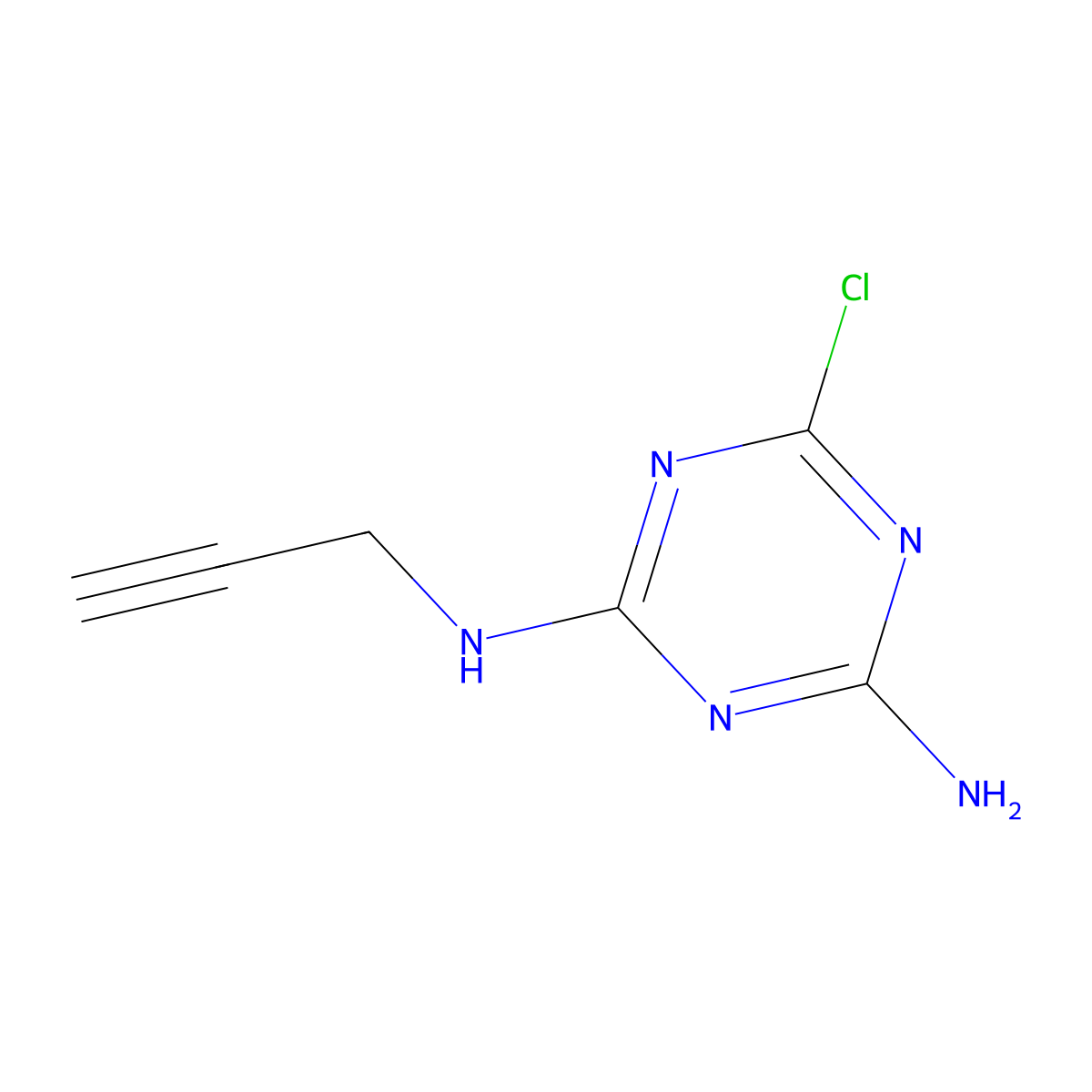 6-chloro-N2-(prop-2-yn-1-yl)-1,3,5-triazine-2,4-diamine molecular structure, CAS 1877278-82-4