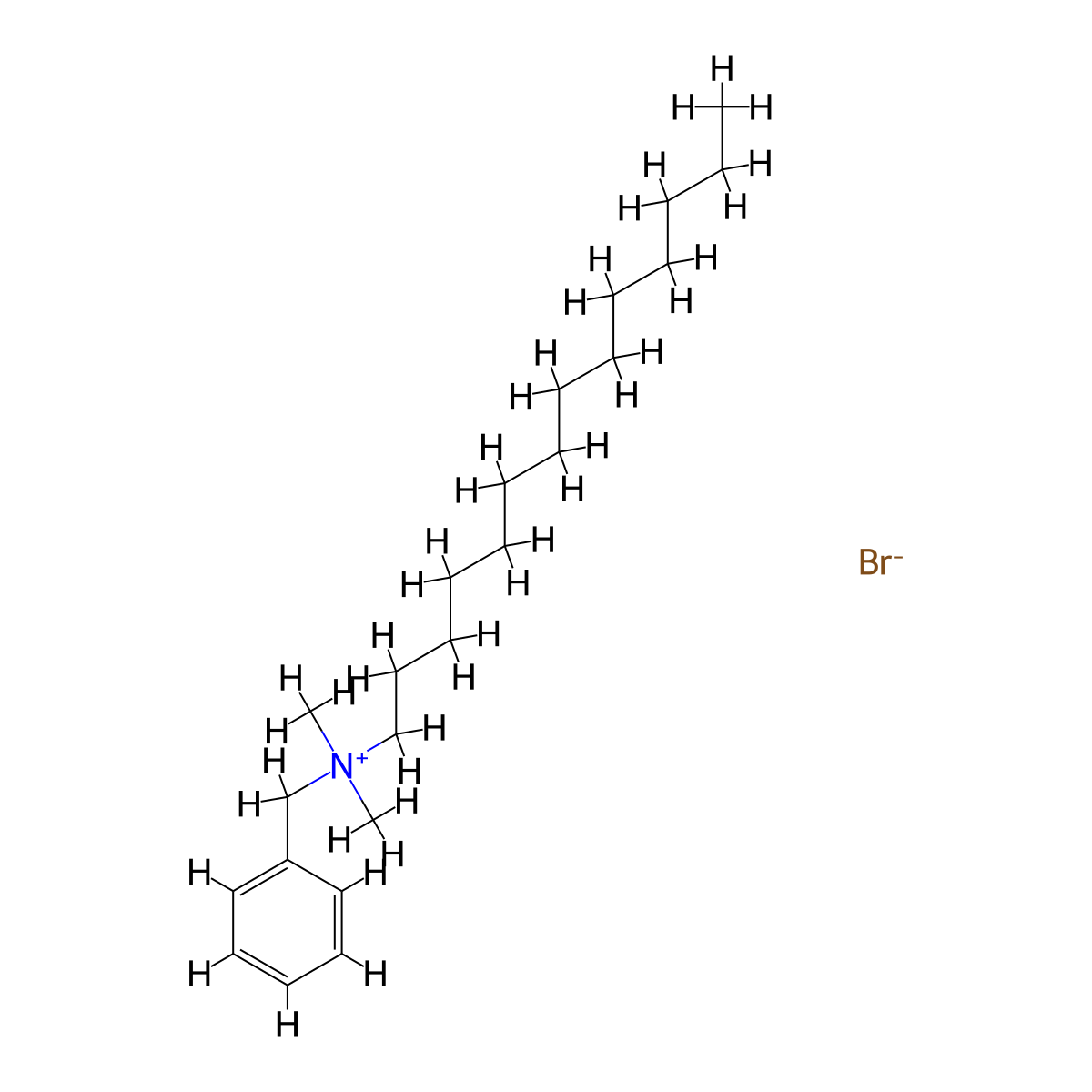 Myristalkonium bromide molecular structure, CAS 18773-88-1