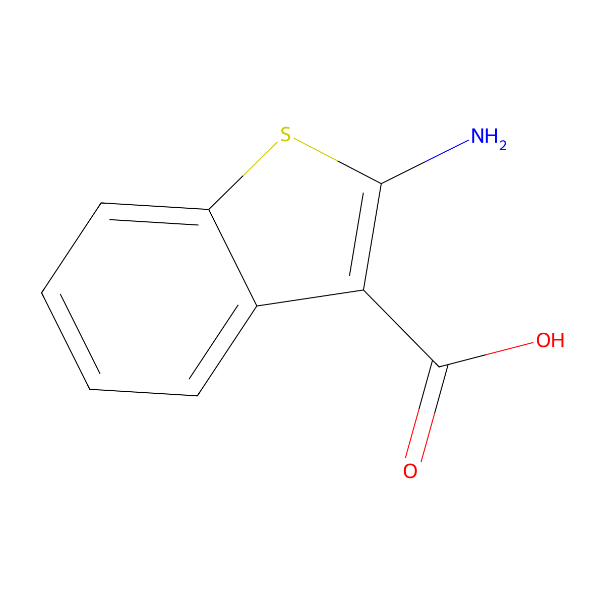 2-Amino-1-benzothiophene-3-carboxylic acid molecular structure, CAS 18774-50-0