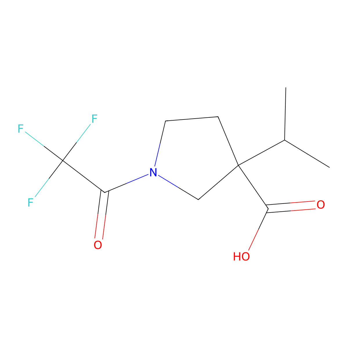 3-(Propan-2-yl)-1-(trifluoroacetyl)pyrrolidine-3-carboxylic acid molecular structure, CAS 1877419-31-2