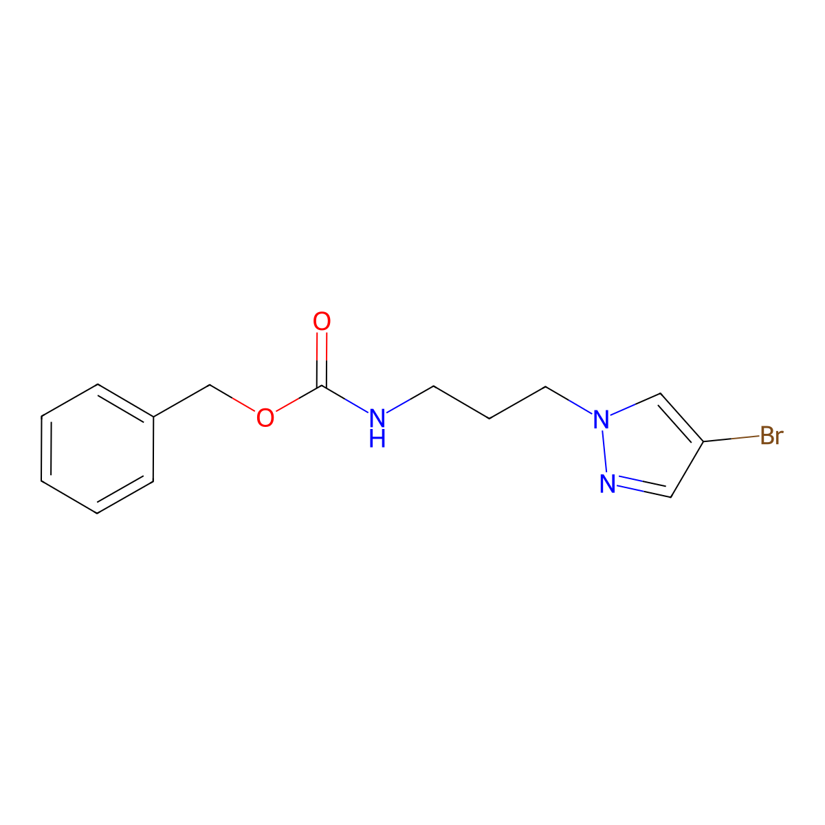 benzyl N-[3-(4-bromo-1H-pyrazol-1-yl)propyl]carbamate molecular structure, CAS 1877421-76-5