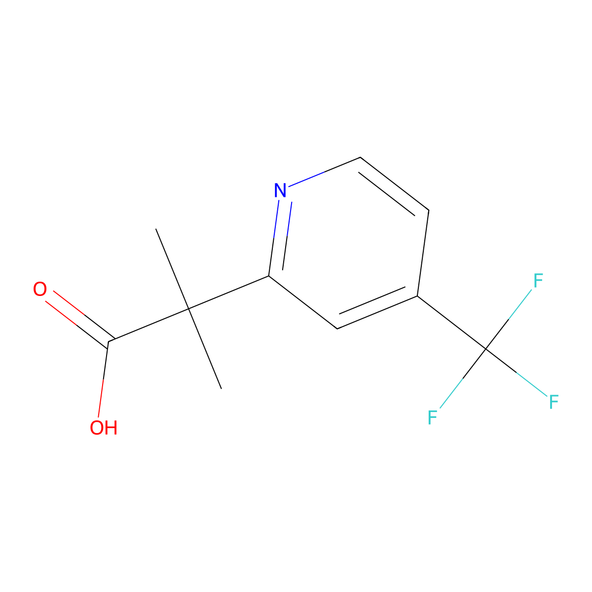 2-Methyl-2-[4-(trifluoromethyl)pyridin-2-yl]propanoic acid molecular structure, CAS 1877438-26-0
