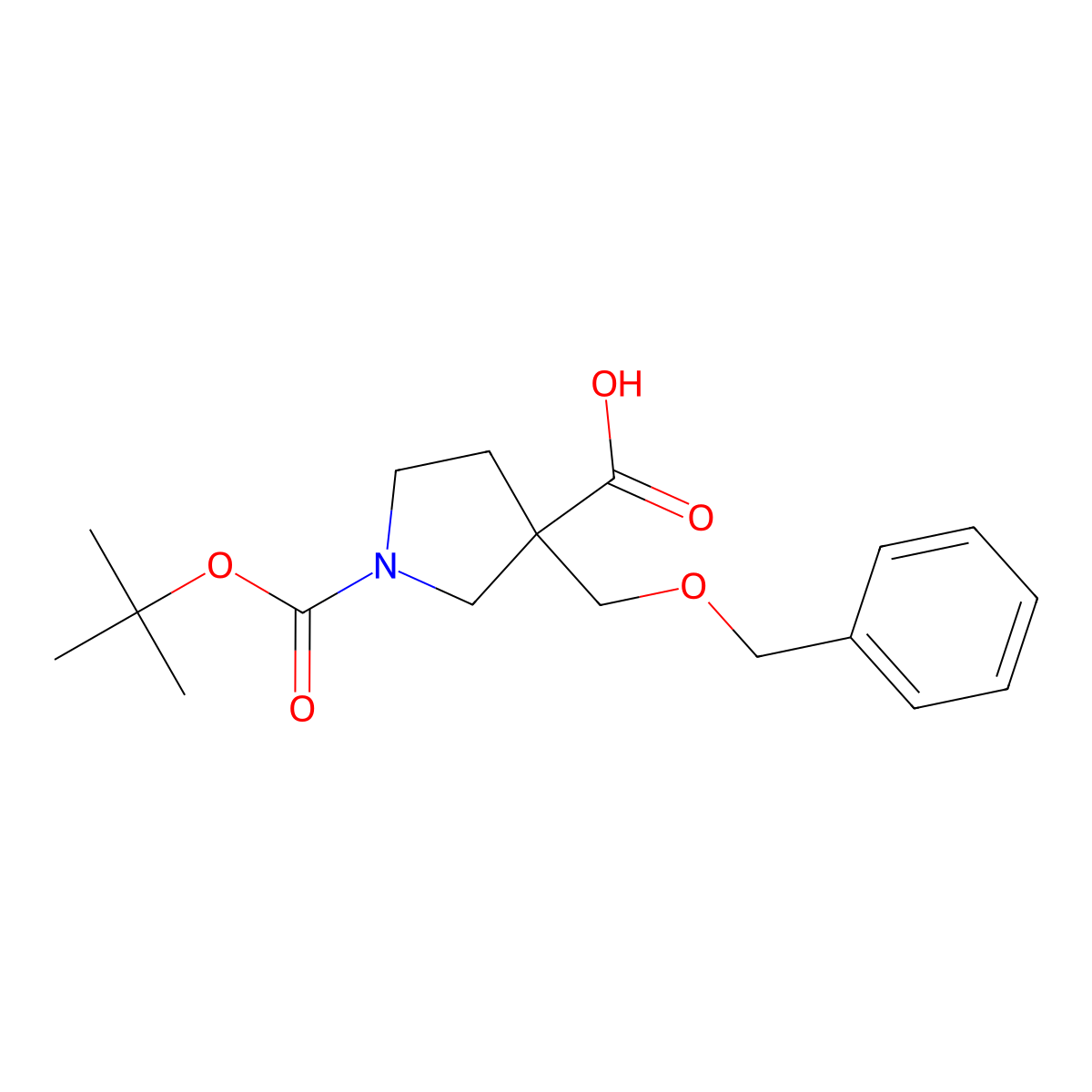 3-[(Benzyloxy)methyl]-1-[(tert-butoxy)carbonyl]pyrrolidine-3-carboxylic acid molecular structure, CAS 1877479-39-4