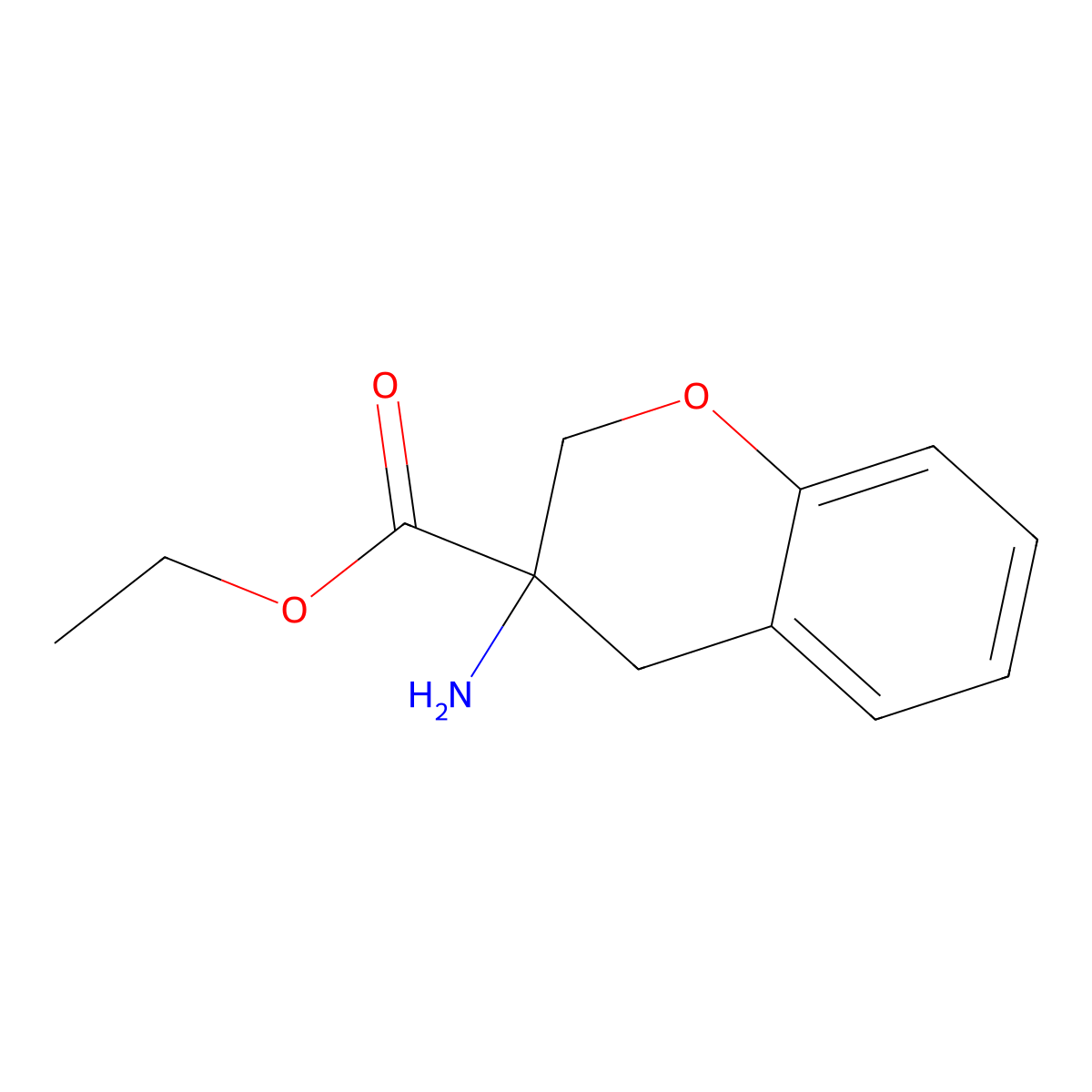 ethyl 3-amino-3,4-dihydro-2H-1-benzopyran-3-carboxylate molecular structure, CAS 1877496-42-8