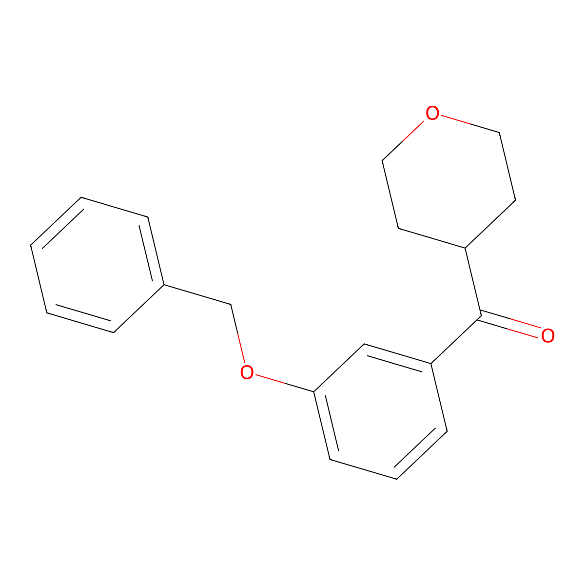 (3-(Benzyloxy)phenyl)(tetrahydro-2H-pyran-4-yl)methanone molecular structure, CAS 1877496-47-3