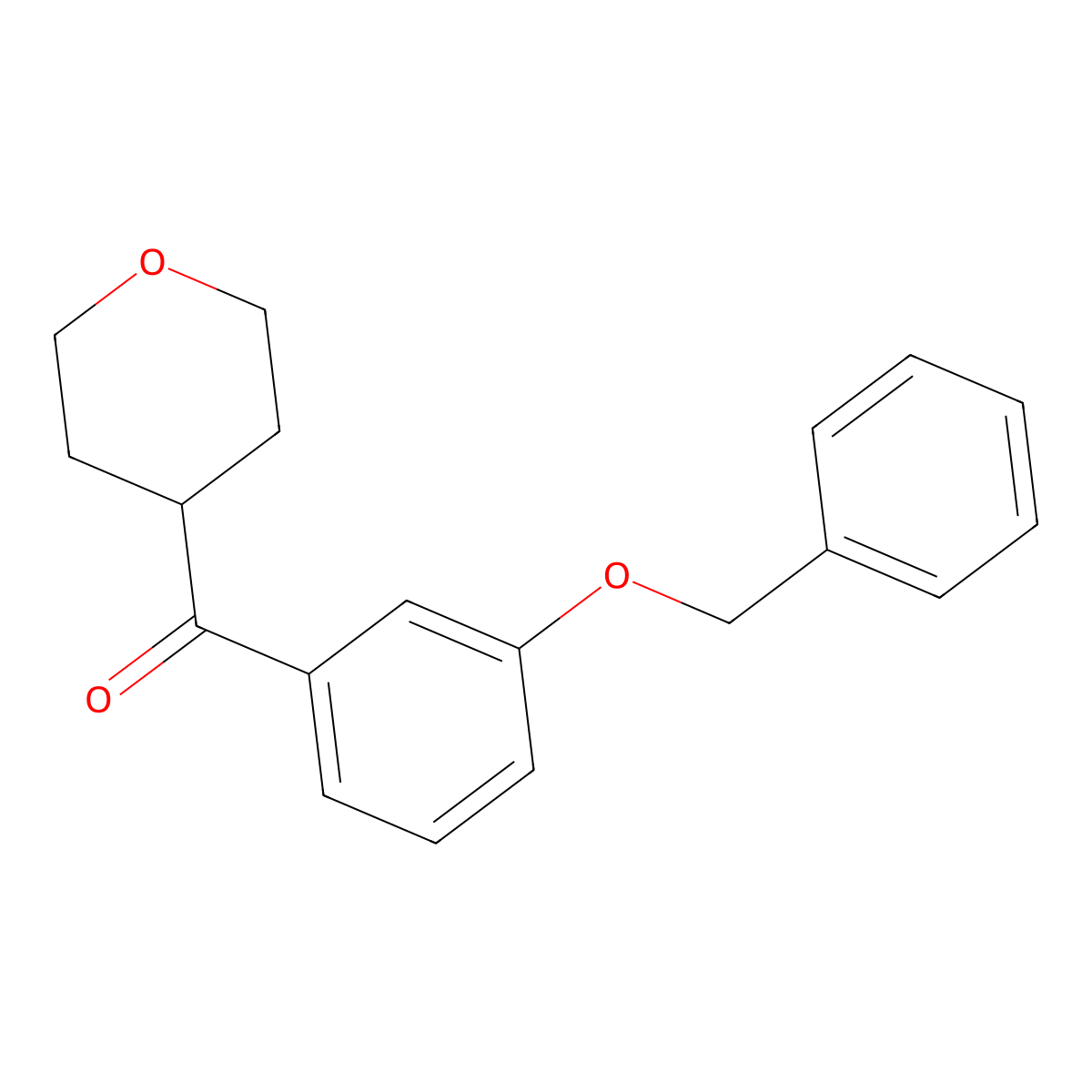 (3-(Benzyloxy)phenyl)(tetrahydro-2H-pyran-4-yl)methanone molecular structure, CAS 1877496-47-3