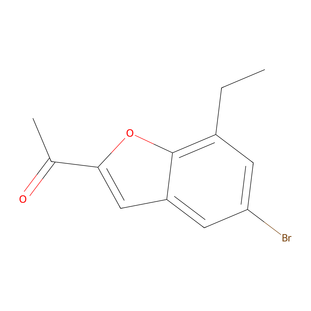1-(5-Bromo-7-ethyl-2-benzofuryl)ethan-1-one molecular structure, CAS 18775-39-8
