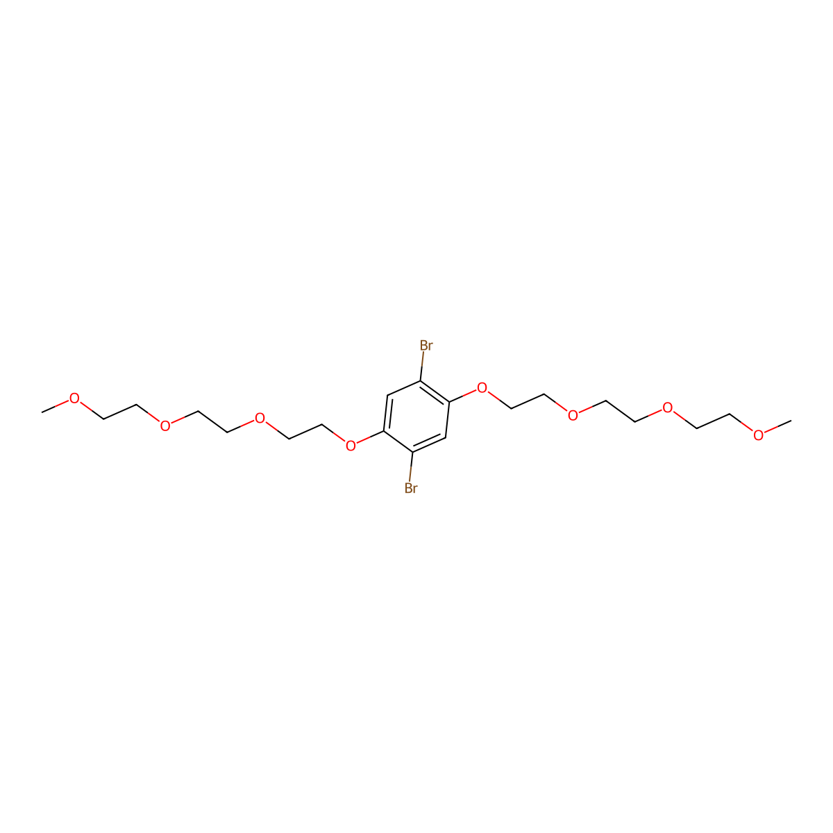 1,4-Dibromo-2,5-bis(2-(2-(2-methoxyethoxy)ethoxy)ethoxy)benzene molecular structure, CAS 187754-76-3