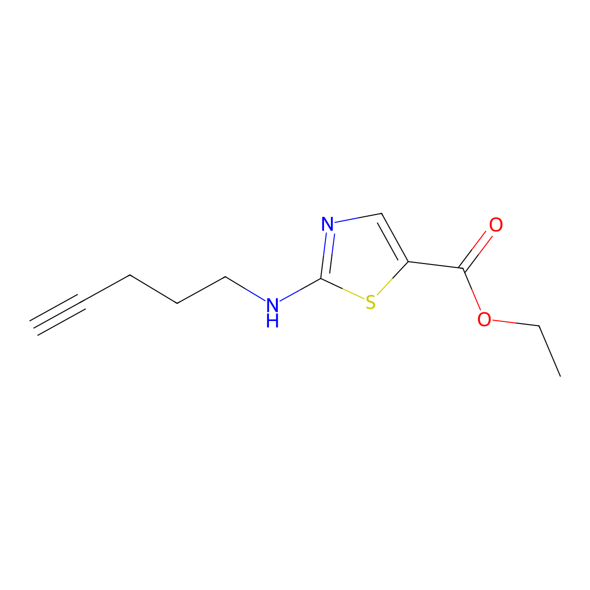 Ethyl 2-[(pent-4-yn-1-yl)amino]-1,3-thiazole-5-carboxylate molecular structure, CAS 1877540-53-8