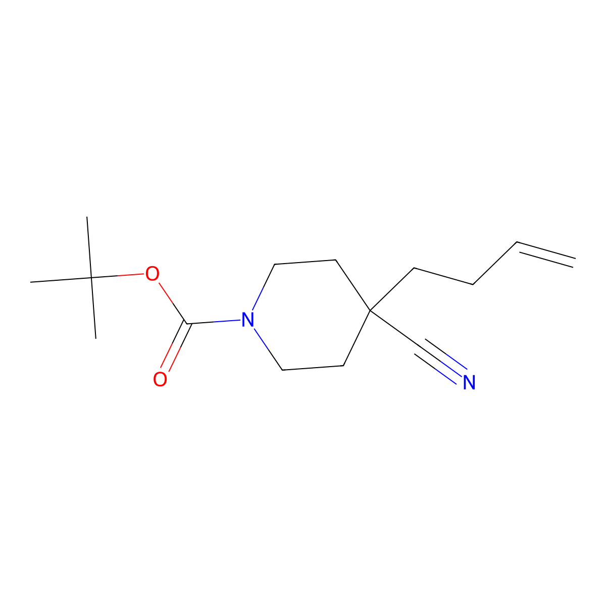 Tert-butyl 4-(but-3-en-1-yl)-4-cyanopiperidine-1-carboxylate molecular structure, CAS 1877582-89-2