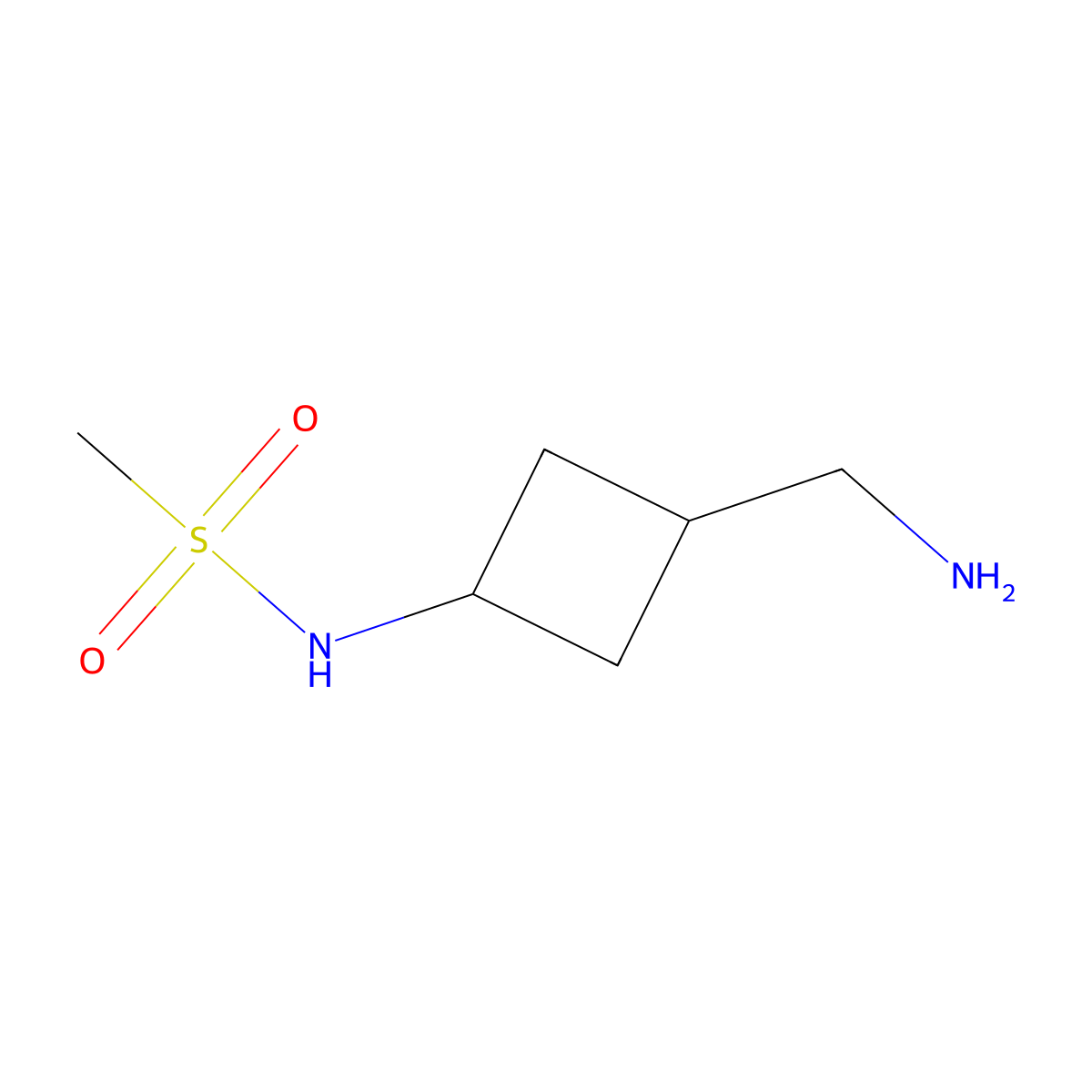 N-[3-(aminomethyl)cyclobutyl]methanesulfonamide molecular structure, CAS 1877627-90-1