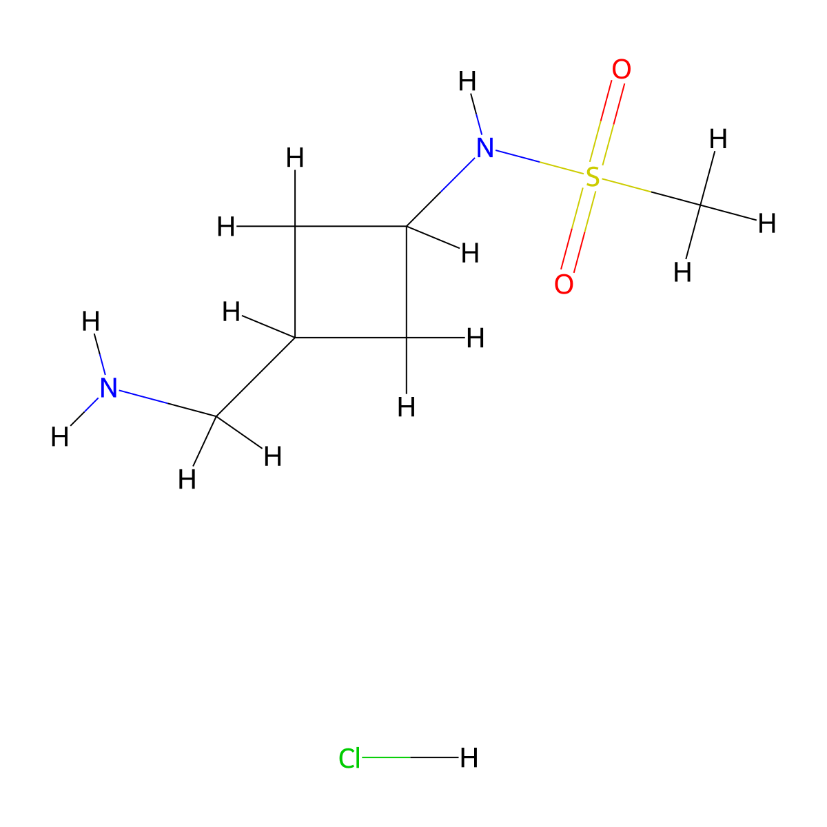 N-[3-(aminomethyl)cyclobutyl]methanesulfonamidehydrochloride,Mixtureofdiastereomers molecular structure, CAS 1877627-91-2