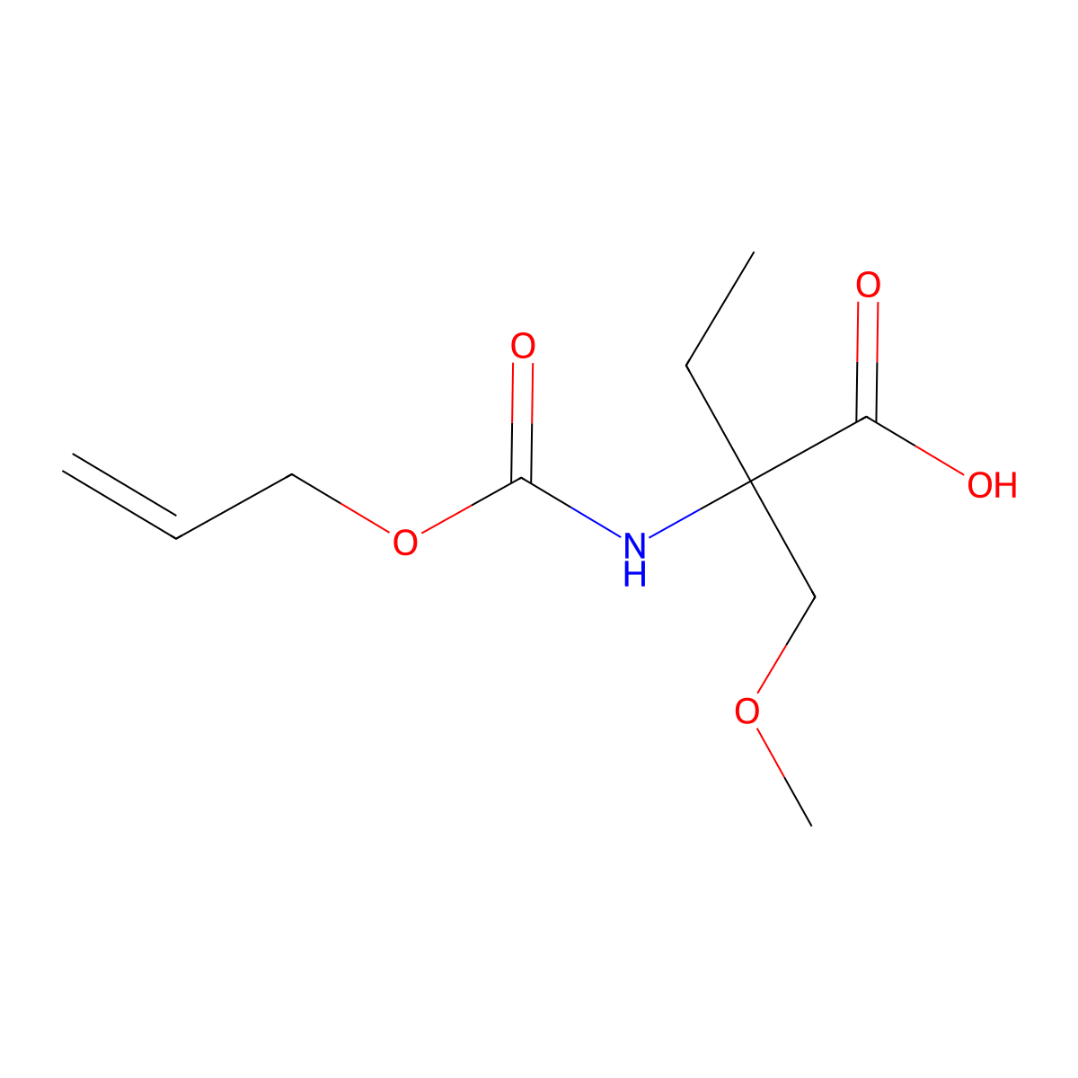 2-(Methoxymethyl)-2-{[(prop-2-en-1-yloxy)carbonyl]amino}butanoic acid molecular structure, CAS 1877652-45-3