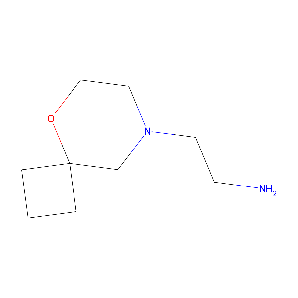 2-{5-Oxa-8-azaspiro[3.5]nonan-8-yl}ethan-1-amine molecular structure, CAS 1877653-59-2