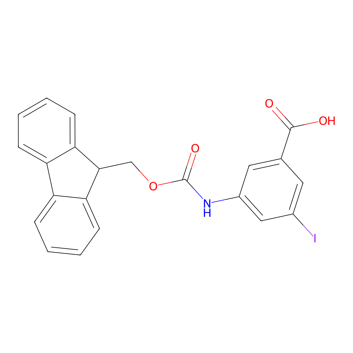 3-({[(9H-fluoren-9-yl)methoxy]carbonyl}amino)-5-iodobenzoic acid molecular structure, CAS 1877666-09-5