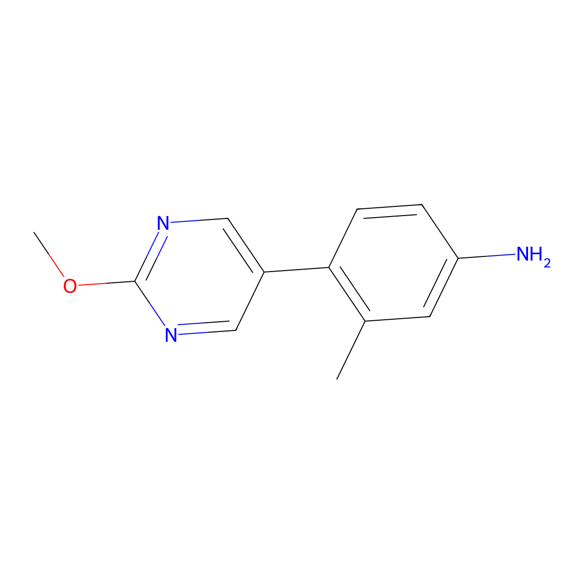 4-(2-Methoxypyrimidin-5-yl)-3-methylaniline molecular structure, CAS 1877687-51-8