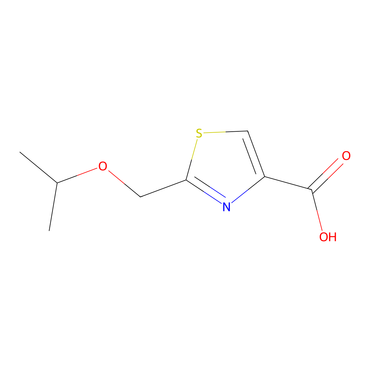 2-[(Propan-2-yloxy)methyl]-1,3-thiazole-4-carboxylic acid molecular structure, CAS 1877707-49-7