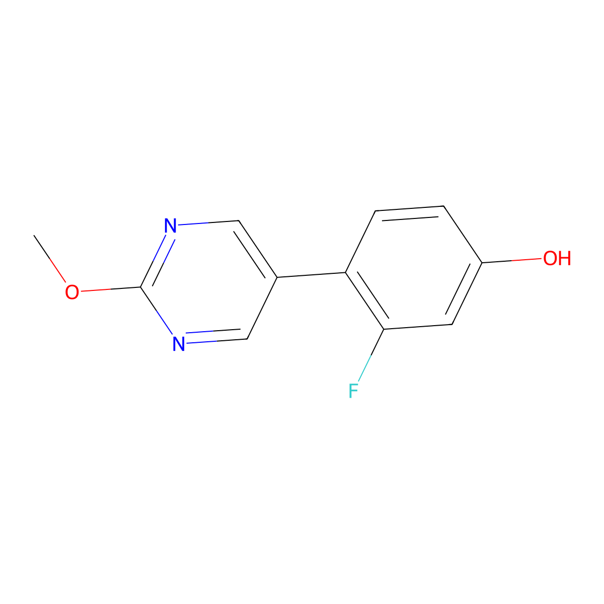 3-Fluoro-4-(2-methoxy-5-pyrimidinyl)phenol molecular structure, CAS 1877716-05-6