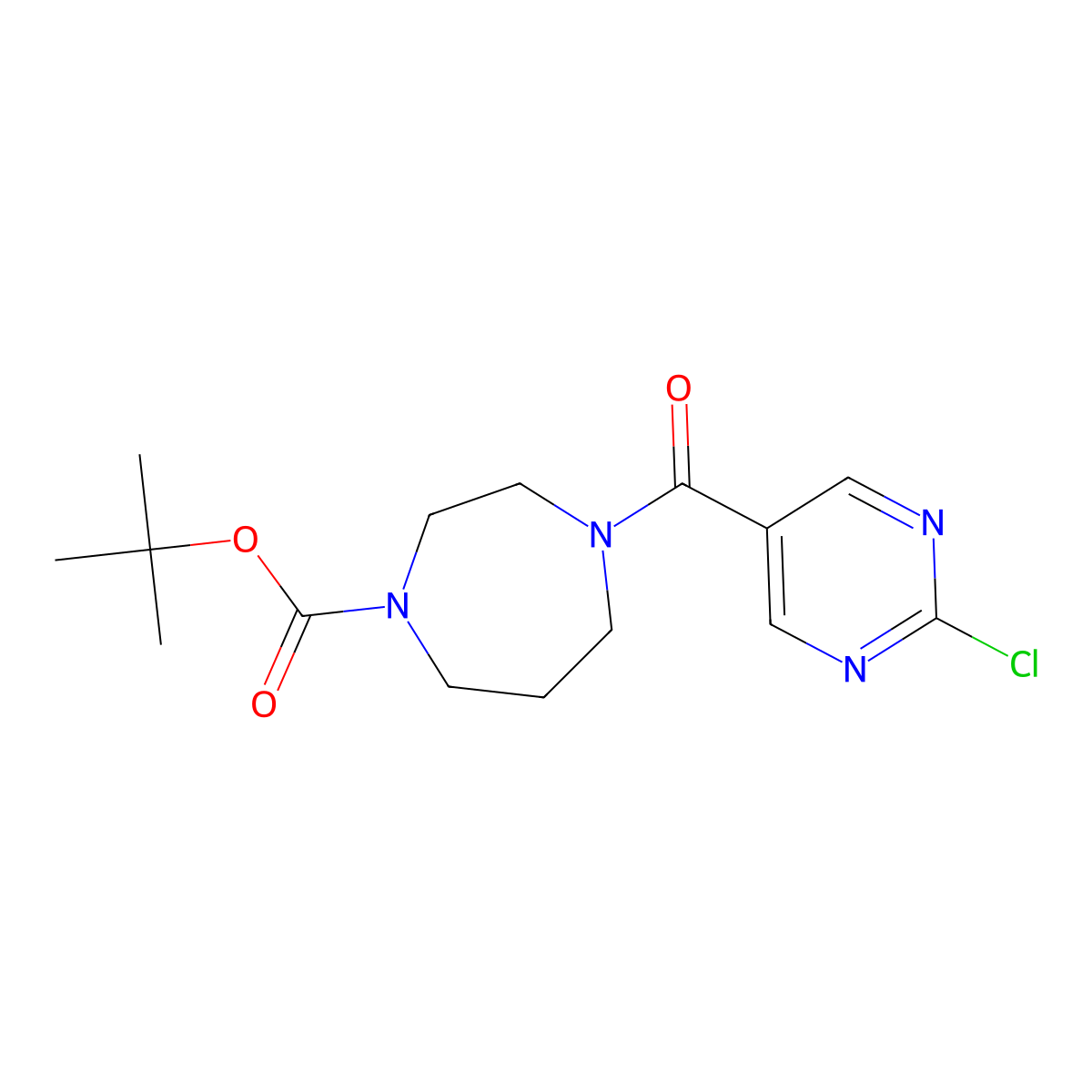 Tert-butyl 4-(2-chloropyrimidine-5-carbonyl)-1,4-diazepane-1-carboxylate molecular structure, CAS 1877732-25-6
