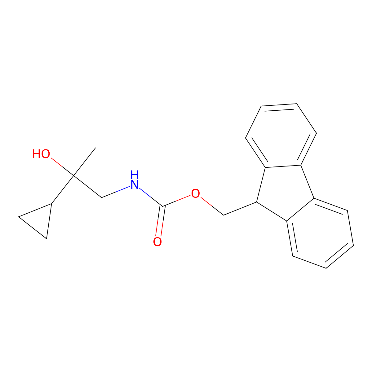 (9H-fluoren-9-yl)methyl N-(2-cyclopropyl-2-hydroxypropyl)carbamate molecular structure, CAS 1877877-20-7