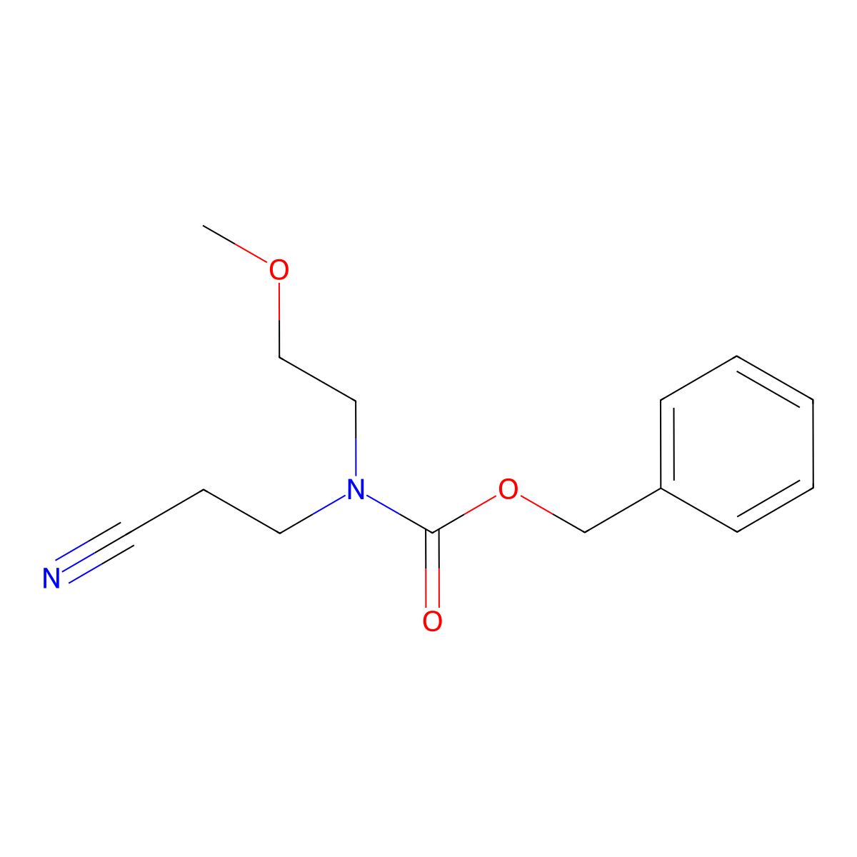 benzyl N-(2-cyanoethyl)-N-(2-methoxyethyl)carbamate molecular structure, CAS 1877891-49-0