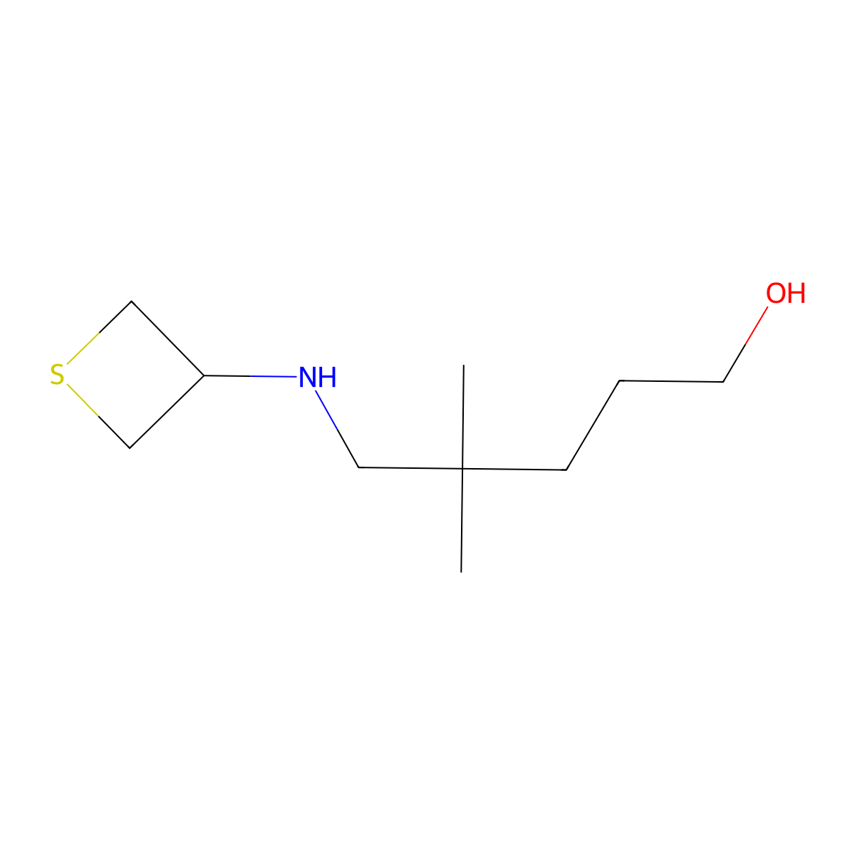 4,4-Dimethyl-5-(thietan-3-ylamino)pentan-1-ol molecular structure, CAS 1877926-77-6