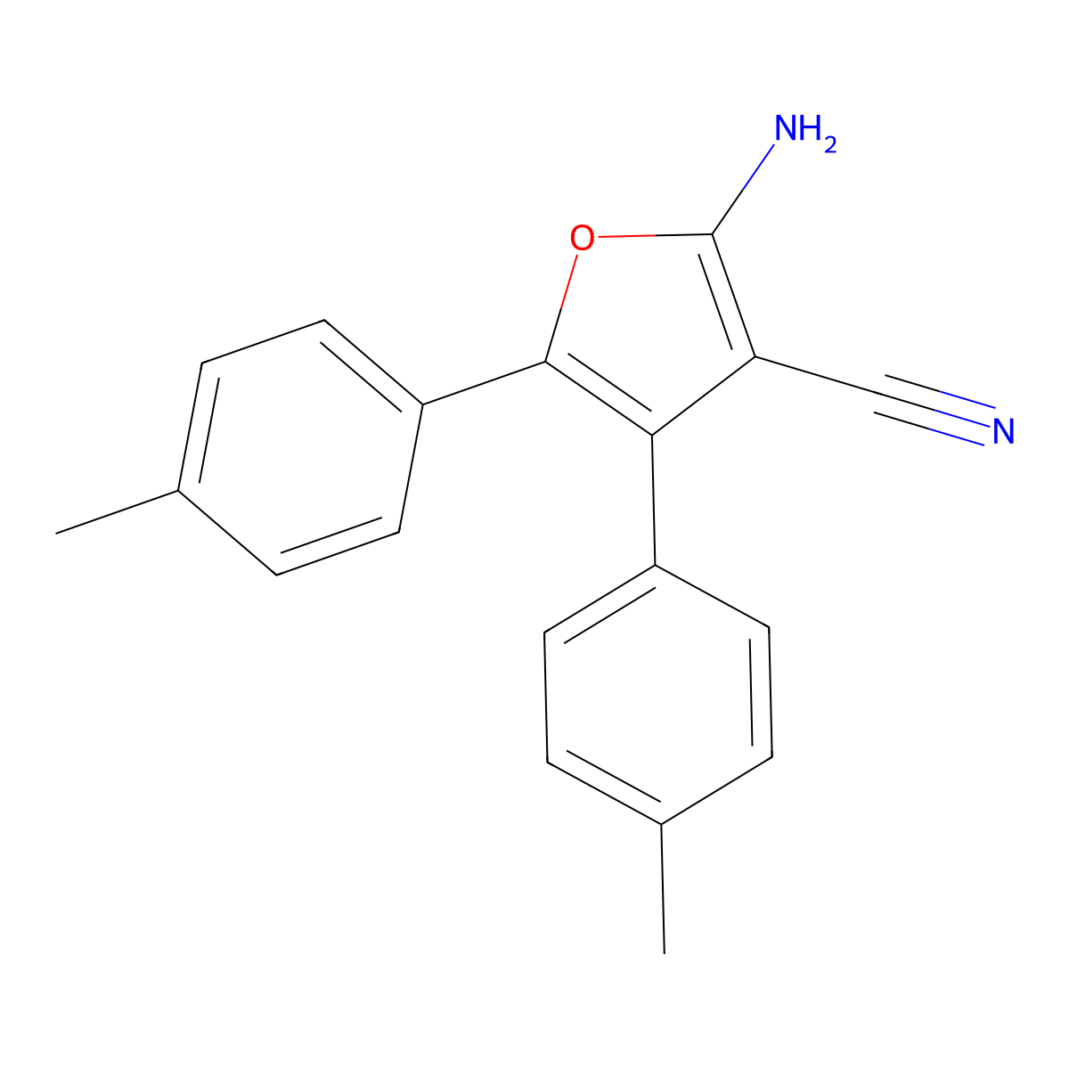 2-Amino-4,5-bis(4-methylphenyl)furan-3-carbonitrile molecular structure, CAS 187793-06-2