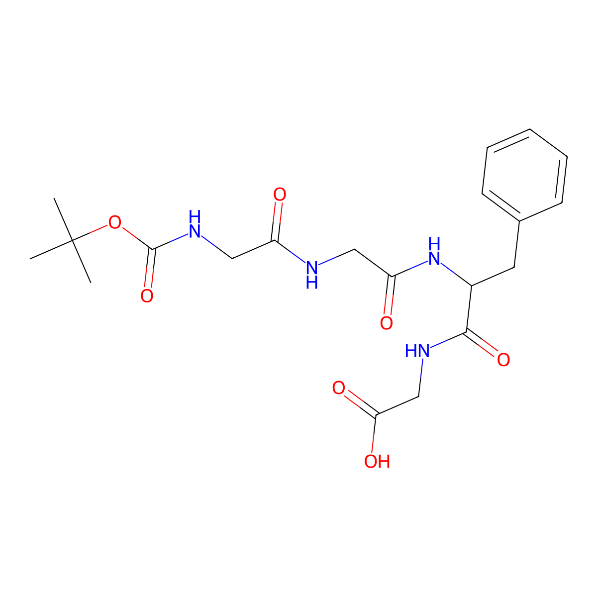 2-(((2S)-2-((2-((2-((2-methylpropan-2-yl)oxycarbonylamino)acetyl)amino)acetyl)amino)-3-phenylpropanoyl)amino)acetic acid molecular structure, CAS 187794-49-6