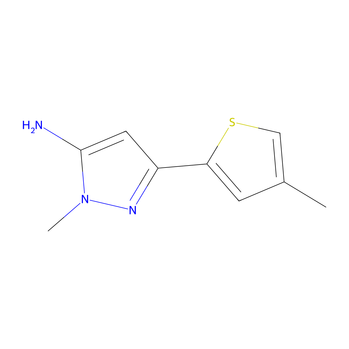1-Methyl-3-(4-methylthiophen-2-yl)-1H-pyrazol-5-amine molecular structure, CAS 1877940-29-8