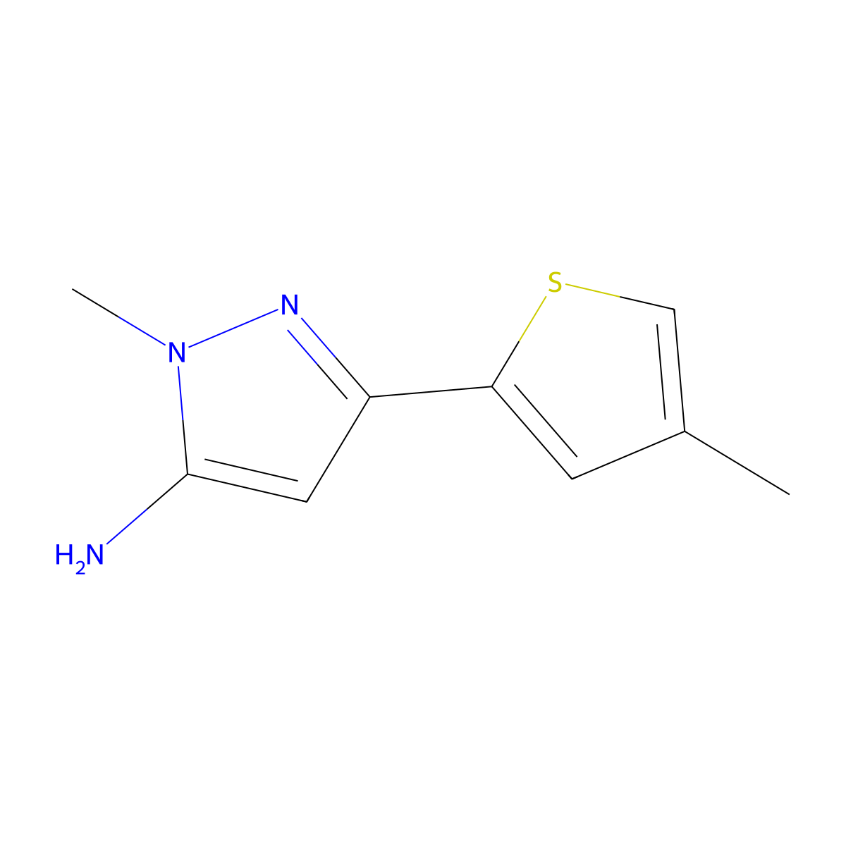 1-Methyl-3-(4-methylthiophen-2-yl)-1H-pyrazol-5-amine molecular structure, CAS 1877940-29-8