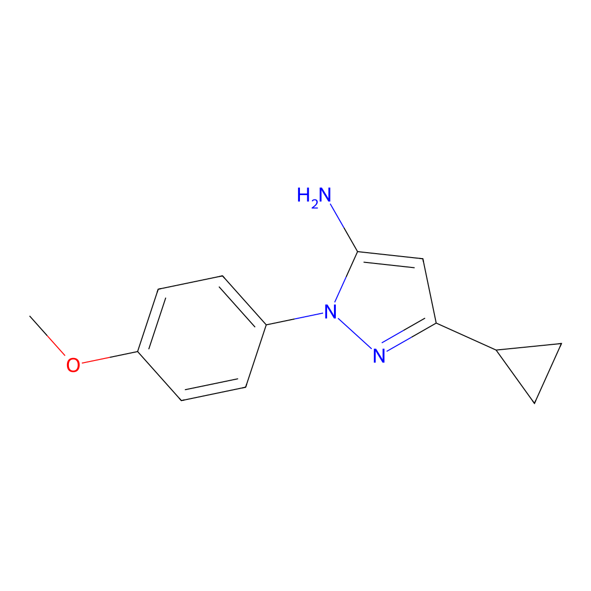 3-cyclopropyl-1-(4-methoxyphenyl)-1H-pyrazol-5-amine molecular structure, CAS 187795-37-5