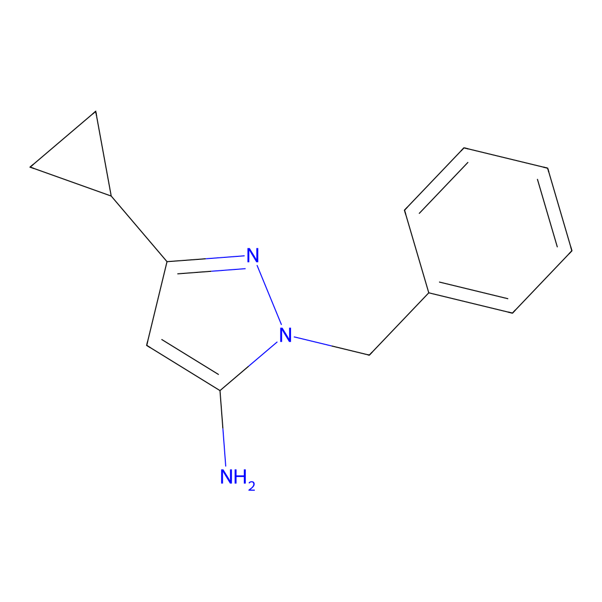 1-benzyl-3-cyclopropyl-1H-pyrazol-5-amine molecular structure, CAS 187795-42-2