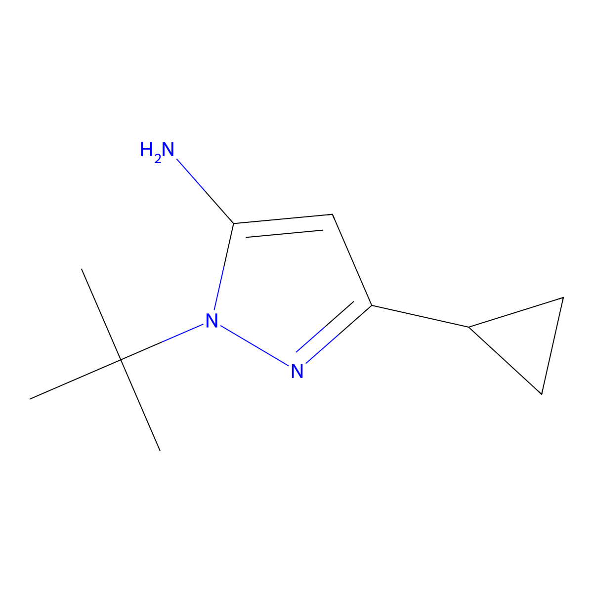1-tert-butyl-3-cyclopropyl-1H-pyrazol-5-amine molecular structure, CAS 187795-43-3