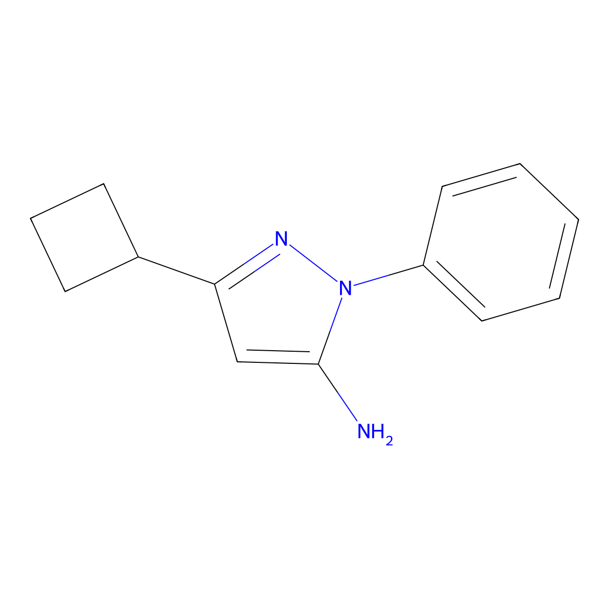3-Cyclobutyl-1-phenyl-1H-pyrazol-5-amine molecular structure, CAS 187795-44-4