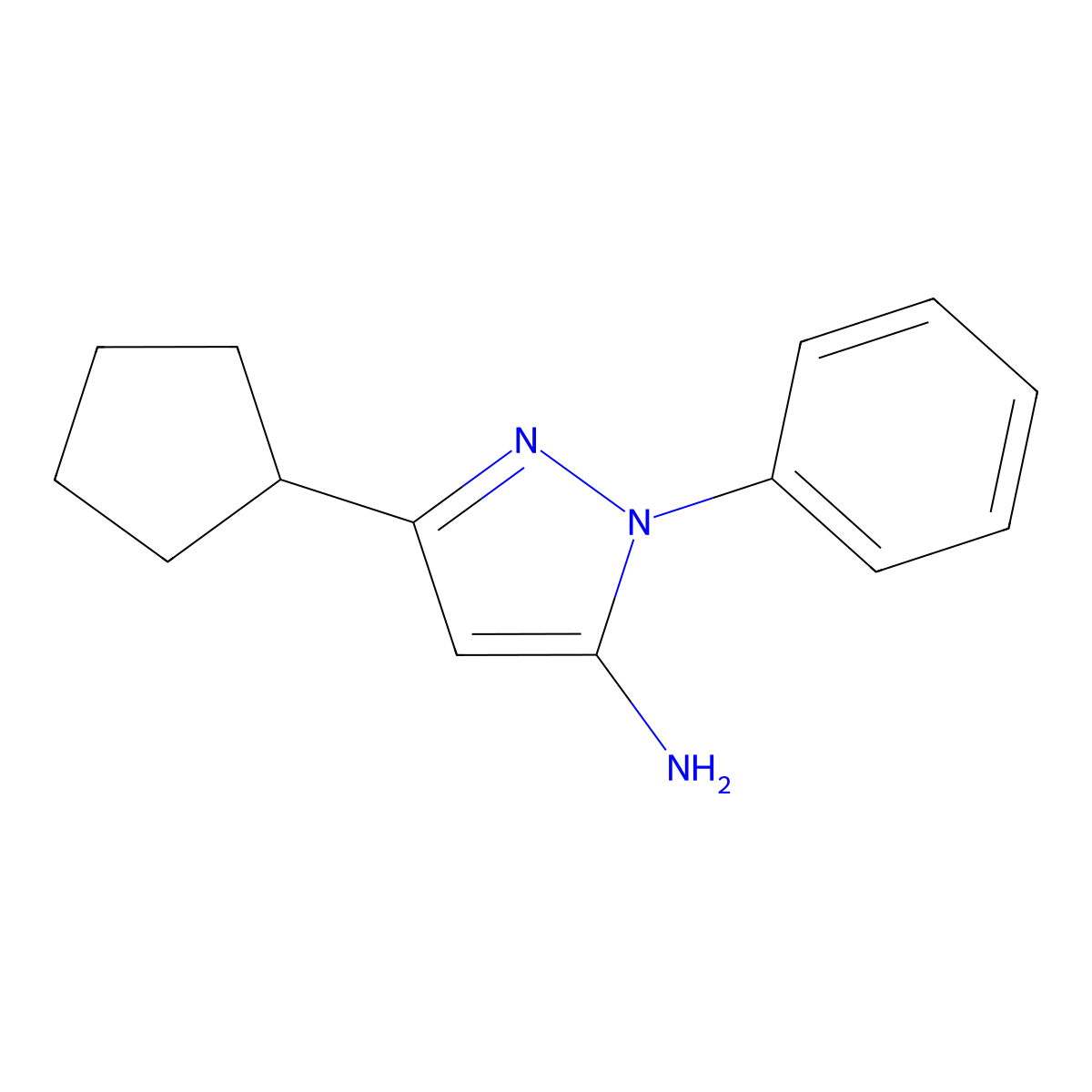 3-cyclopentyl-1-phenyl-1H-pyrazol-5-amine molecular structure, CAS 187795-46-6