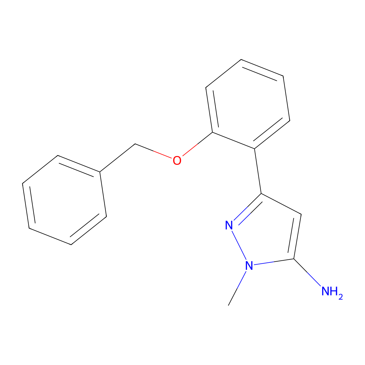 3-[2-(benzyloxy)phenyl]-1-methyl-1H-pyrazol-5-amine molecular structure, CAS 1877963-42-2