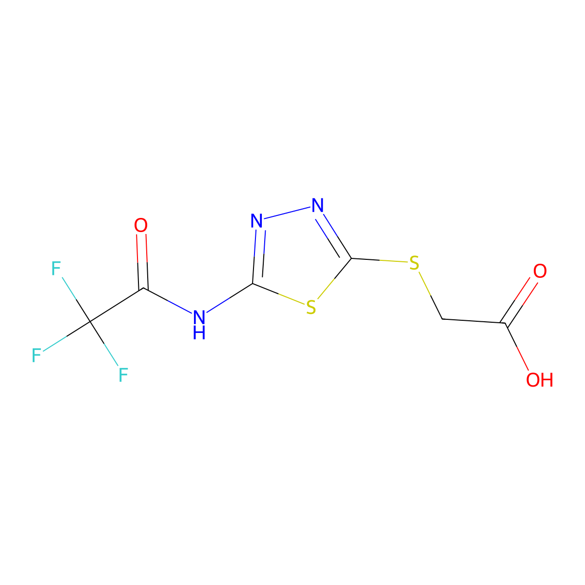 2-{[5-(Trifluoroacetamido)-1,3,4-thiadiazol-2-yl]sulfanyl}acetic acid molecular structure, CAS 1877967-17-3