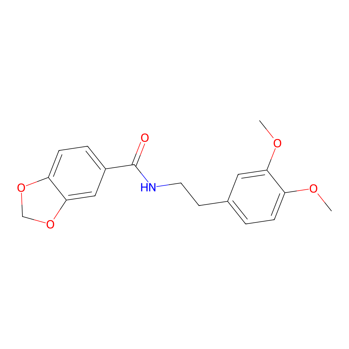 N-[2-(3,4-dimethoxyphenyl)ethyl]-1,3-benzodioxole-5-carboxamide molecular structure, CAS 18780-56-8