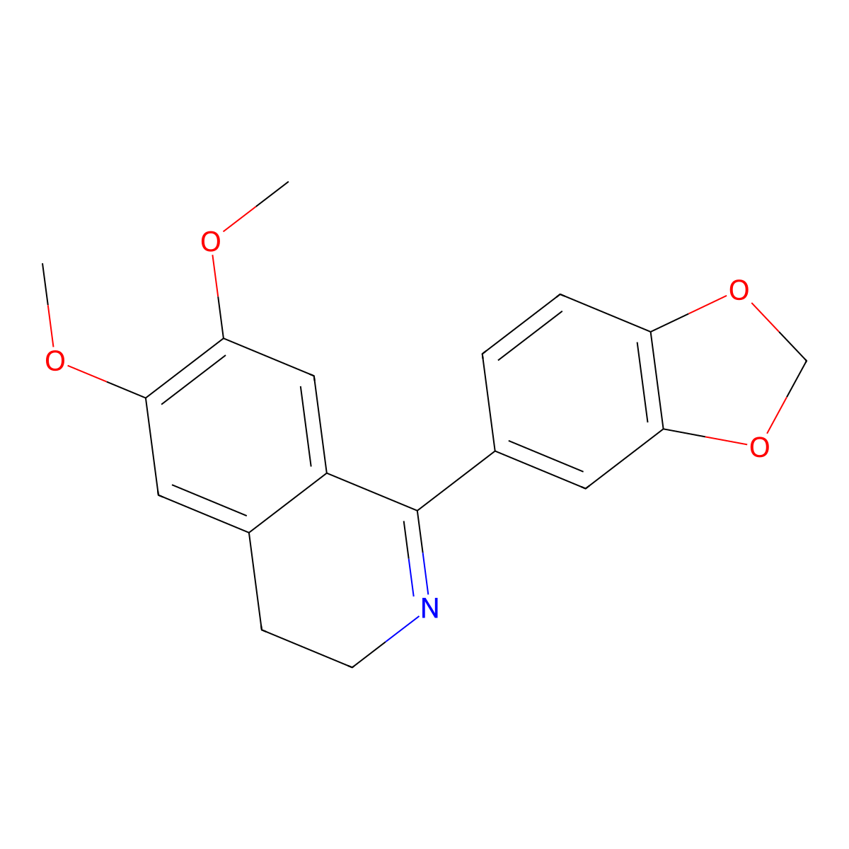 Isoquinoline, 1-(1,3-benzodioxol-5-yl)-3,4-dihydro-6,7-dimethoxy- molecular structure, CAS 18780-57-9
