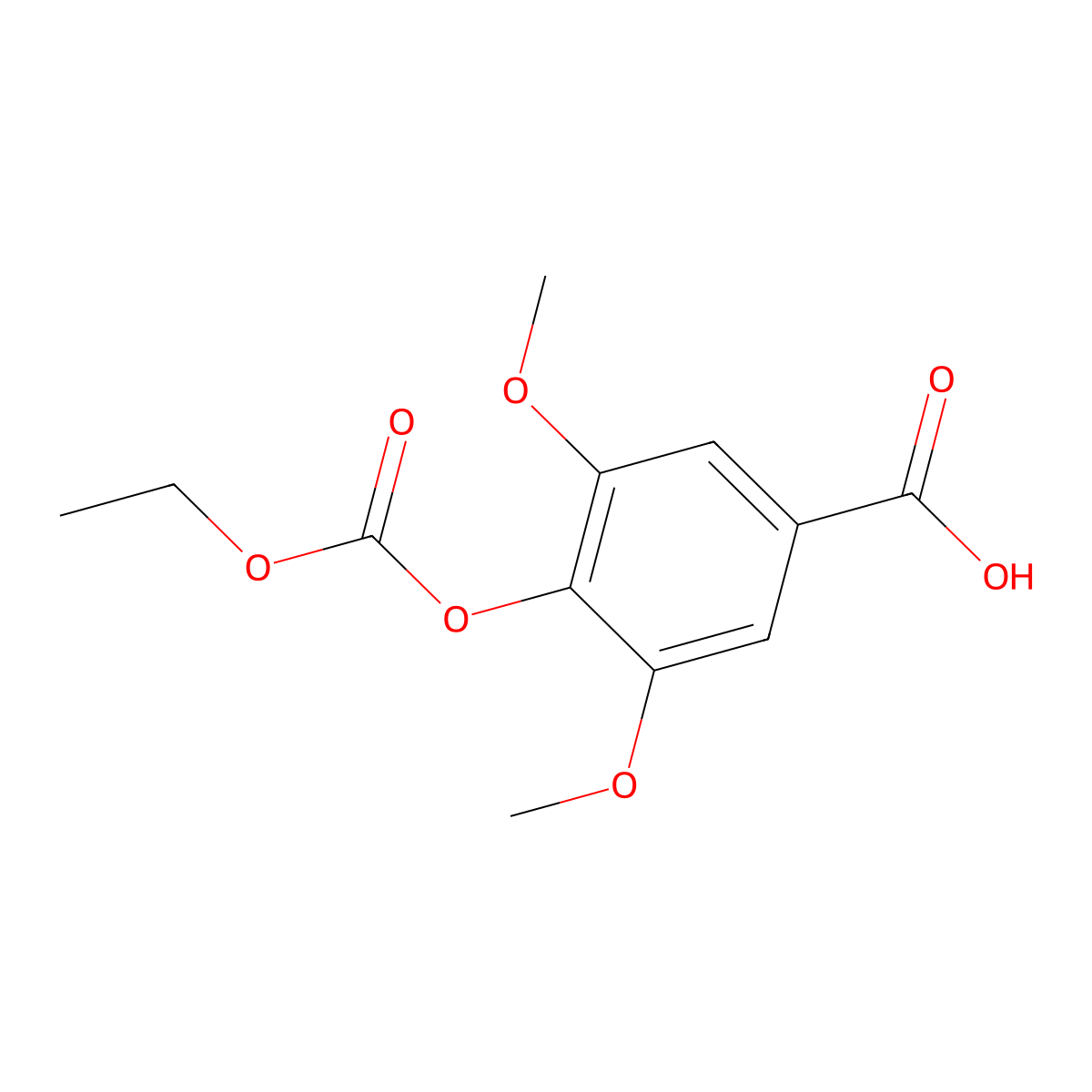 4-Ethoxycarbonyloxy-3,5-dimethoxybenzoic acid molecular structure, CAS 18780-67-1