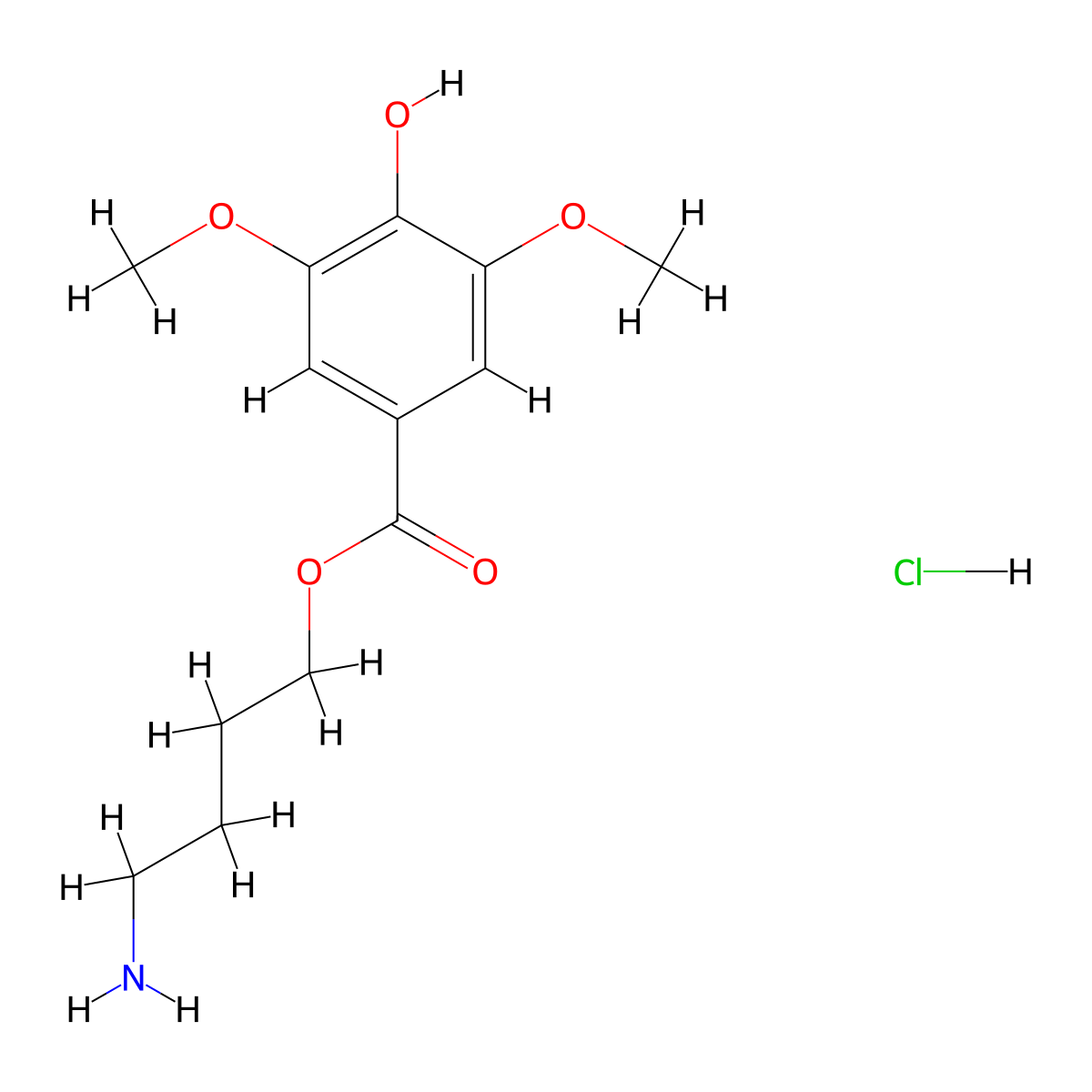 4-Aminobutyl 4-hydroxy-3,5-dimethoxybenzoate hydrochloride molecular structure, CAS 18780-71-7