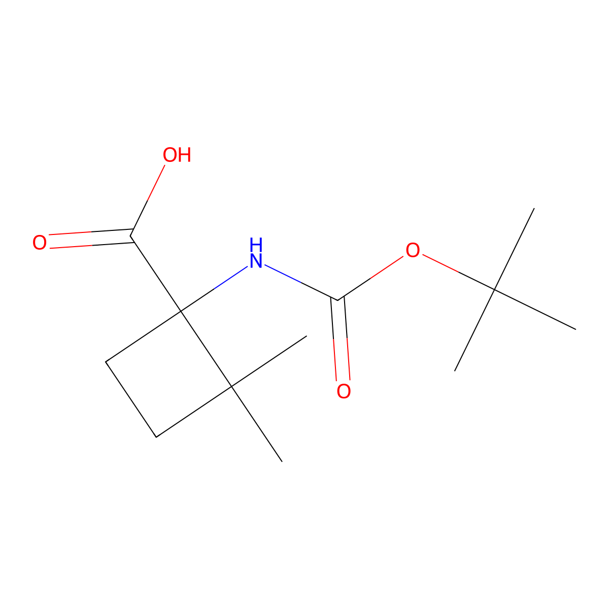 1-{[(Tert-butoxy)carbonyl]amino}-2,2-dimethylcyclobutane-1-carboxylic acid molecular structure, CAS 1878002-81-3