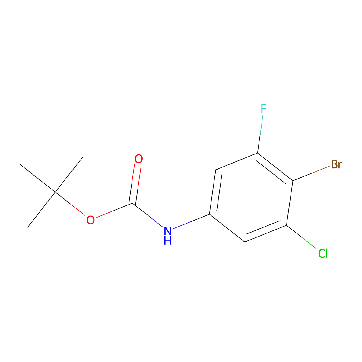 tert-butyl N-(4-bromo-3-chloro-5-fluorophenyl)carbamate molecular structure, CAS 1878027-82-7