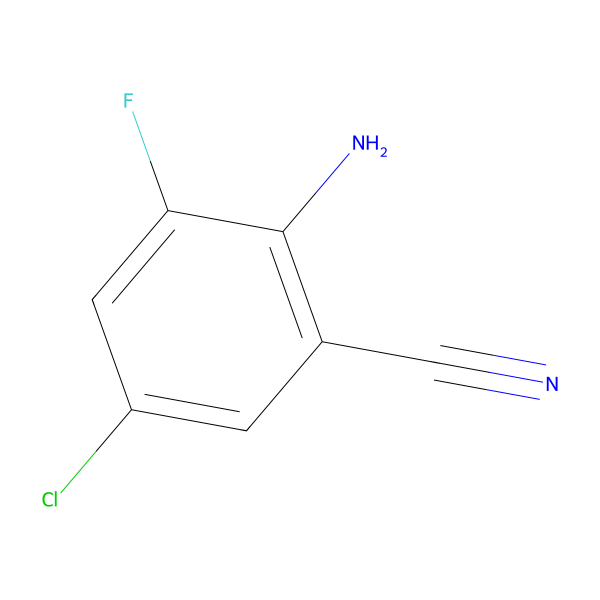 2-Amino-5-chloro-3-fluorobenzonitrile molecular structure, CAS 187805-49-8